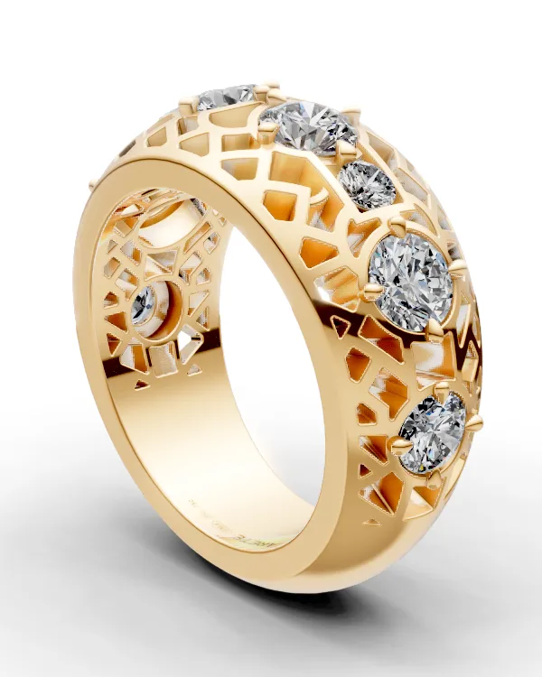 Ornamentální half eternity prsten